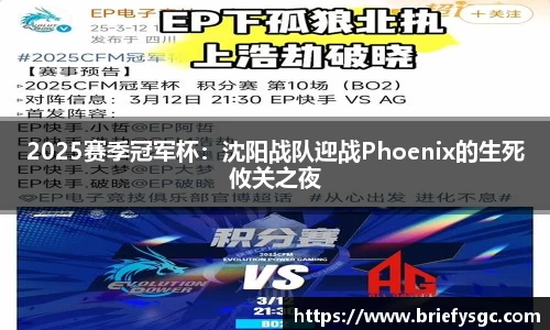 2025赛季冠军杯：沈阳战队迎战Phoenix的生死攸关之夜